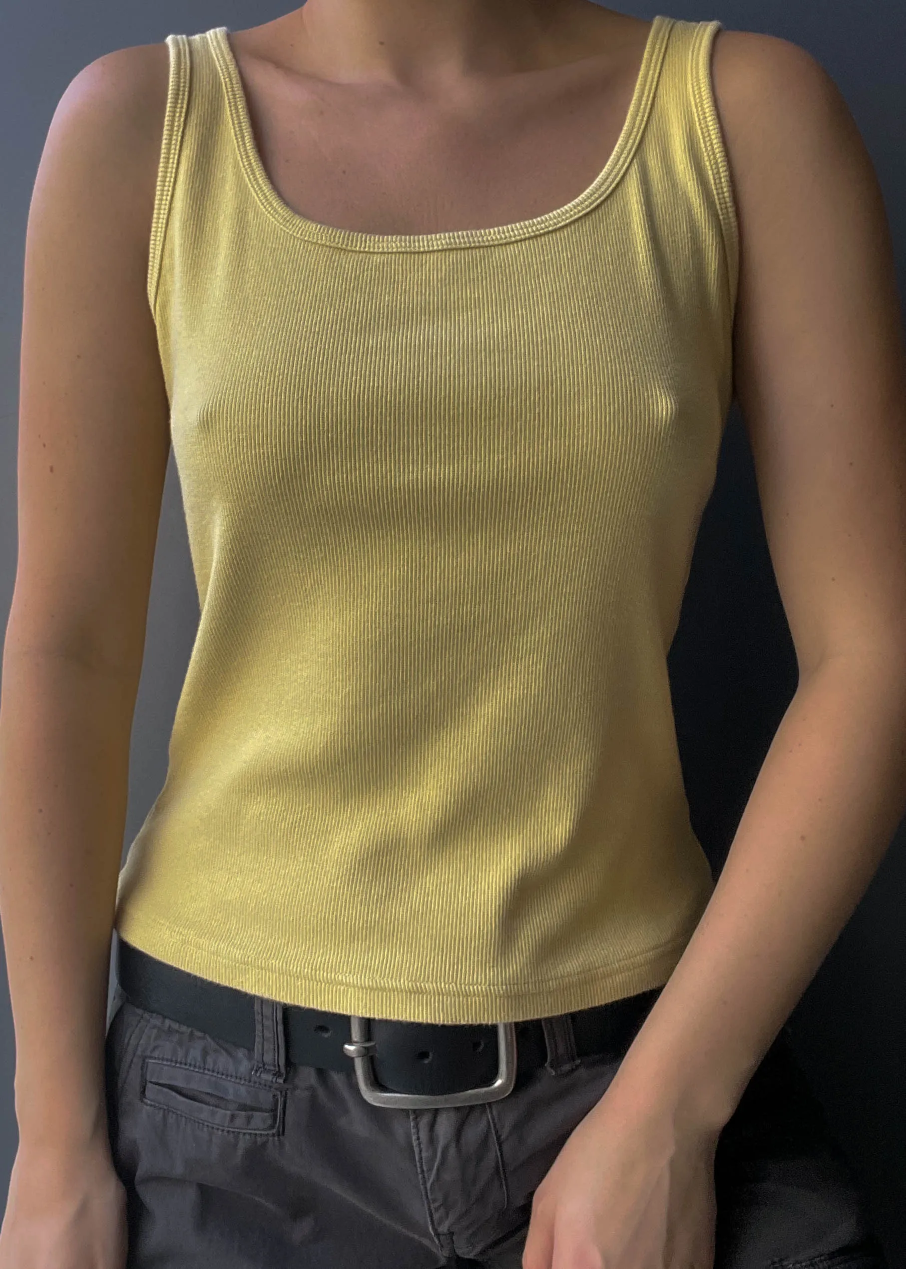 90's Stretchy Yellow Tank (S-S/M)