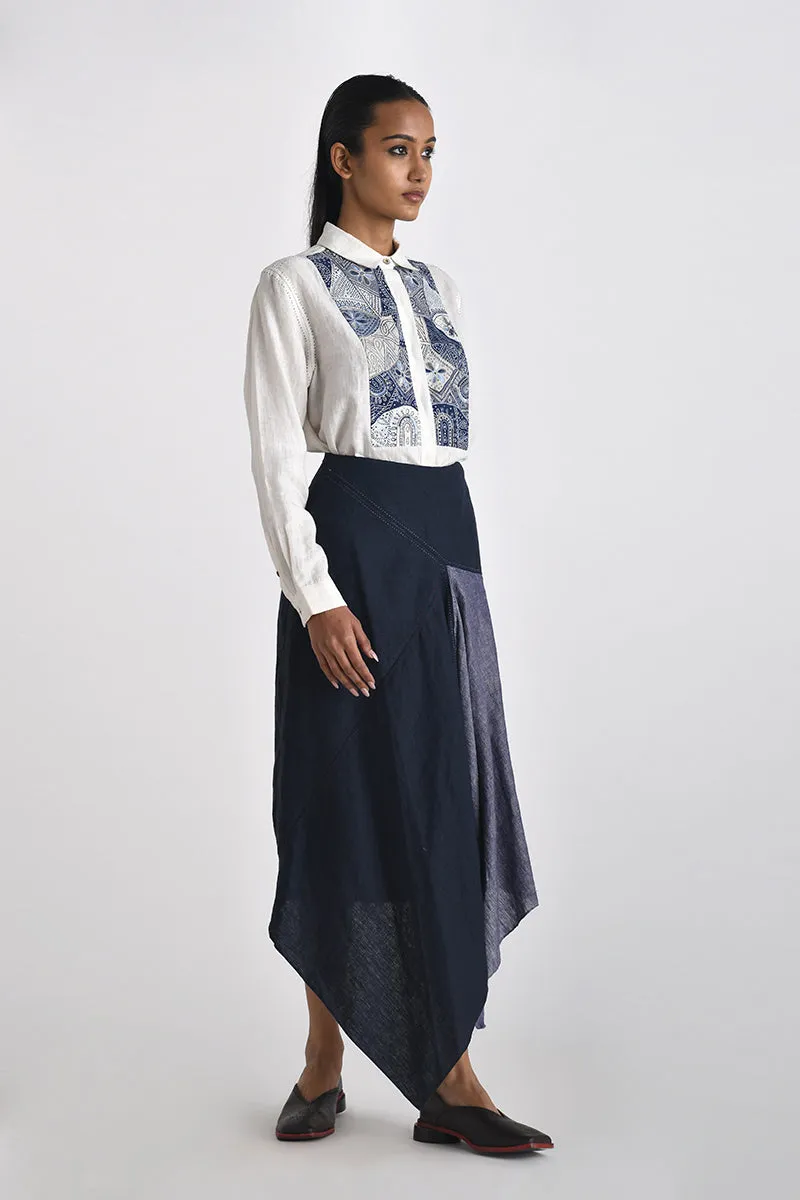 AGIOI EMBROIDERED YOKE SHIRT