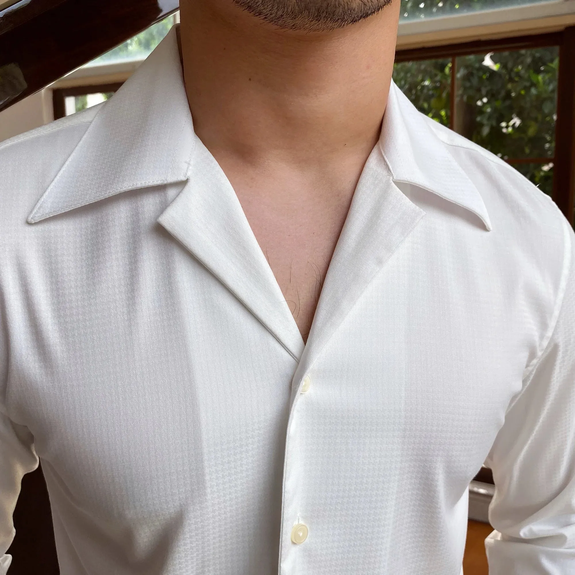 Aidase Summer Wrinkle Resistant Bird Check Dark Check Cuban Collar Shirt  Men Business Shirt British Shirt Trend Men Shirt Tuxedo Shirt
