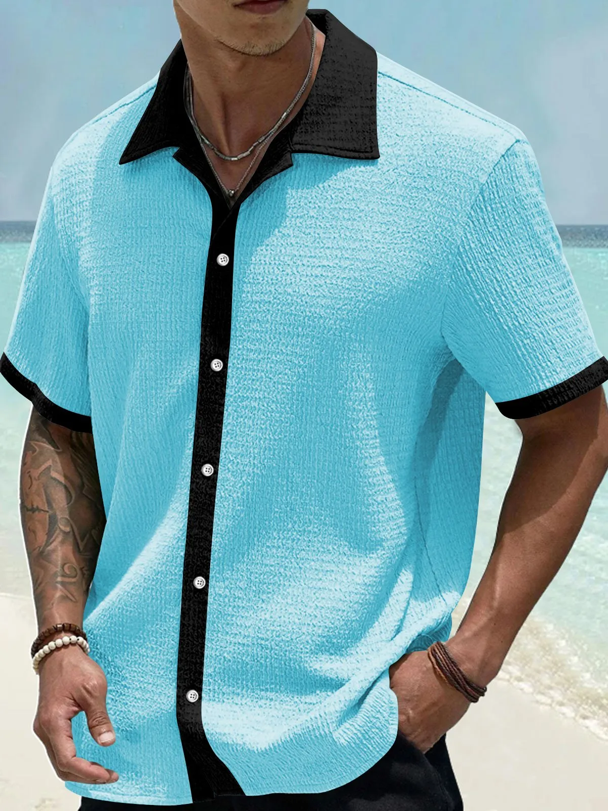 Alohadaddy Basic Solid Color Printed Shirt Plus Size Men's Shirt Big Tall