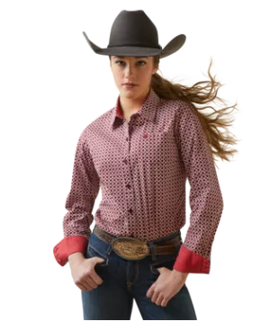 Ariat Ladies Red Kirby Stretch Fit Shirt-10046701