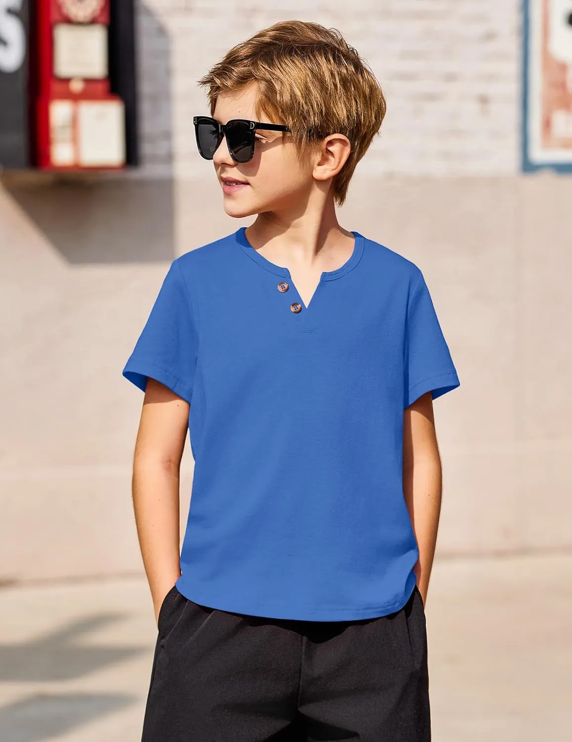 Arshiner Boy's Henley Shirt Soft Style T-Shirt with Multi Color