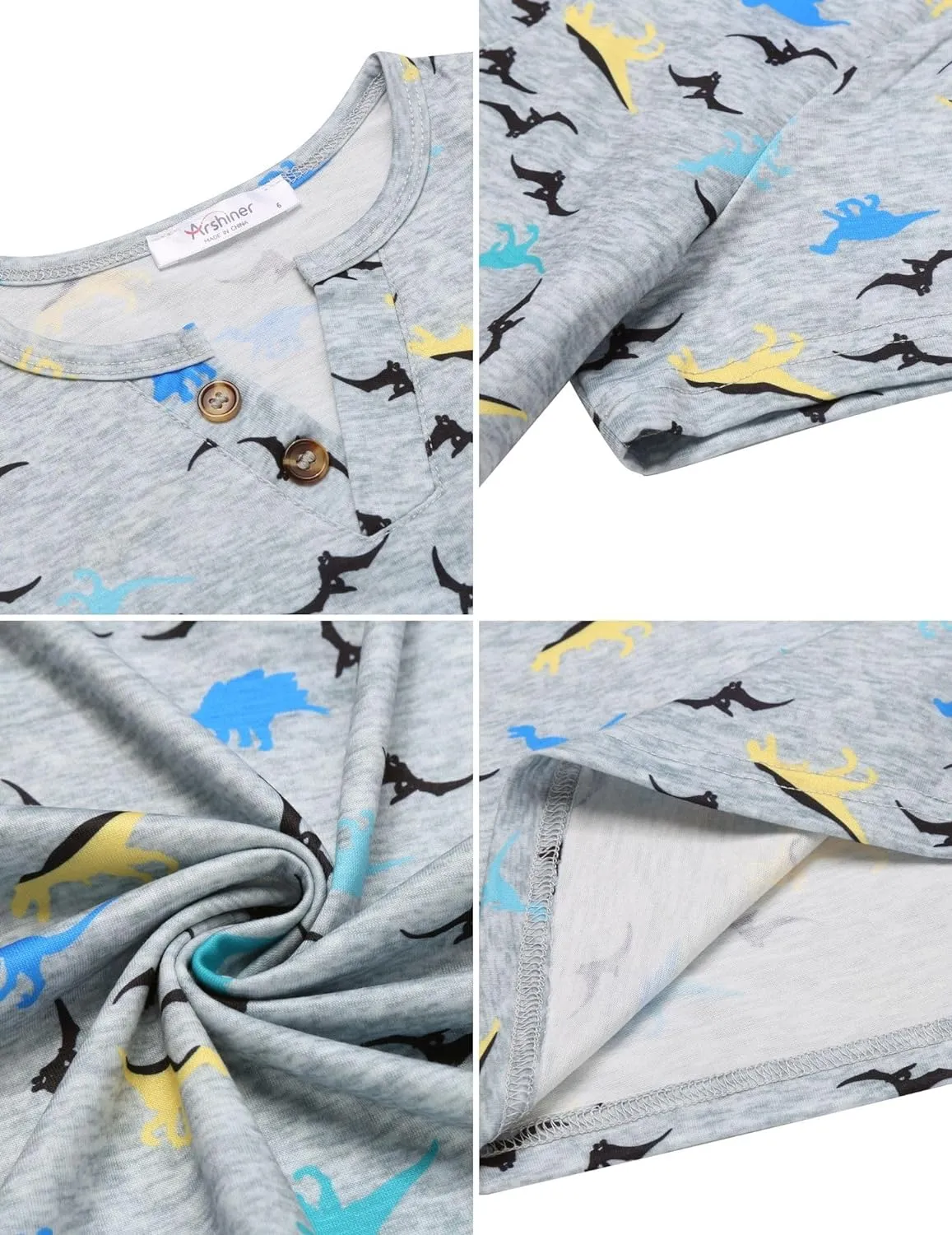 Arshiner Boy's Henley Shirt Soft Style T-Shirt with Multi Color
