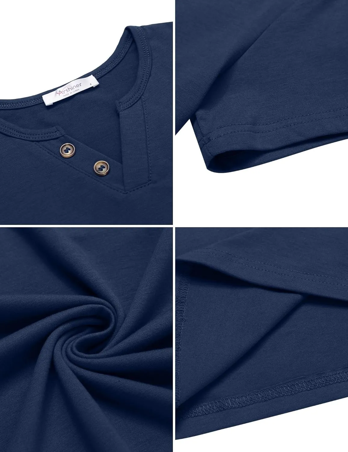 Arshiner Boy's Henley Shirt Soft Style T-Shirt with Multi Color
