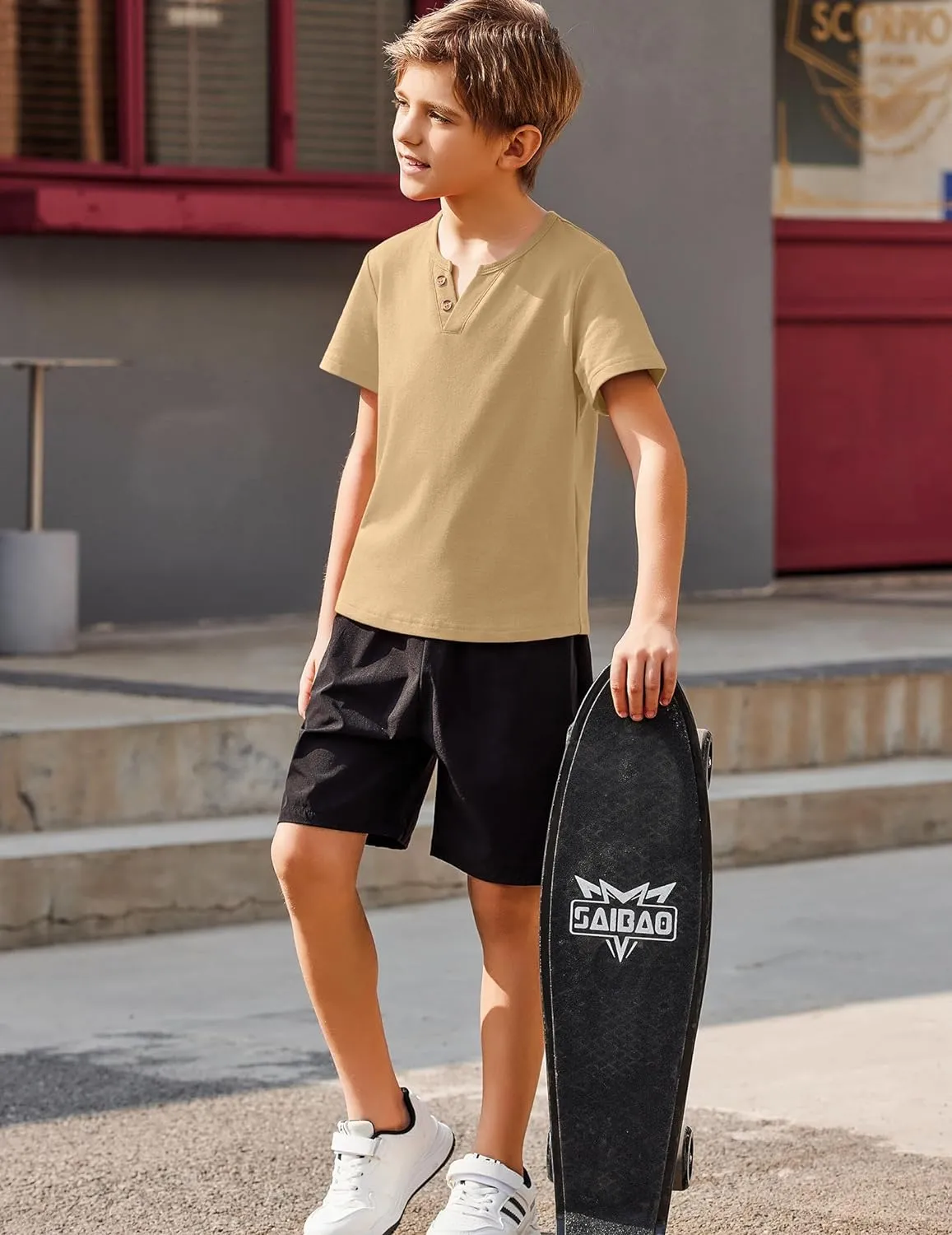 Arshiner Boy's Henley Shirt Soft Style T-Shirt with Multi Color