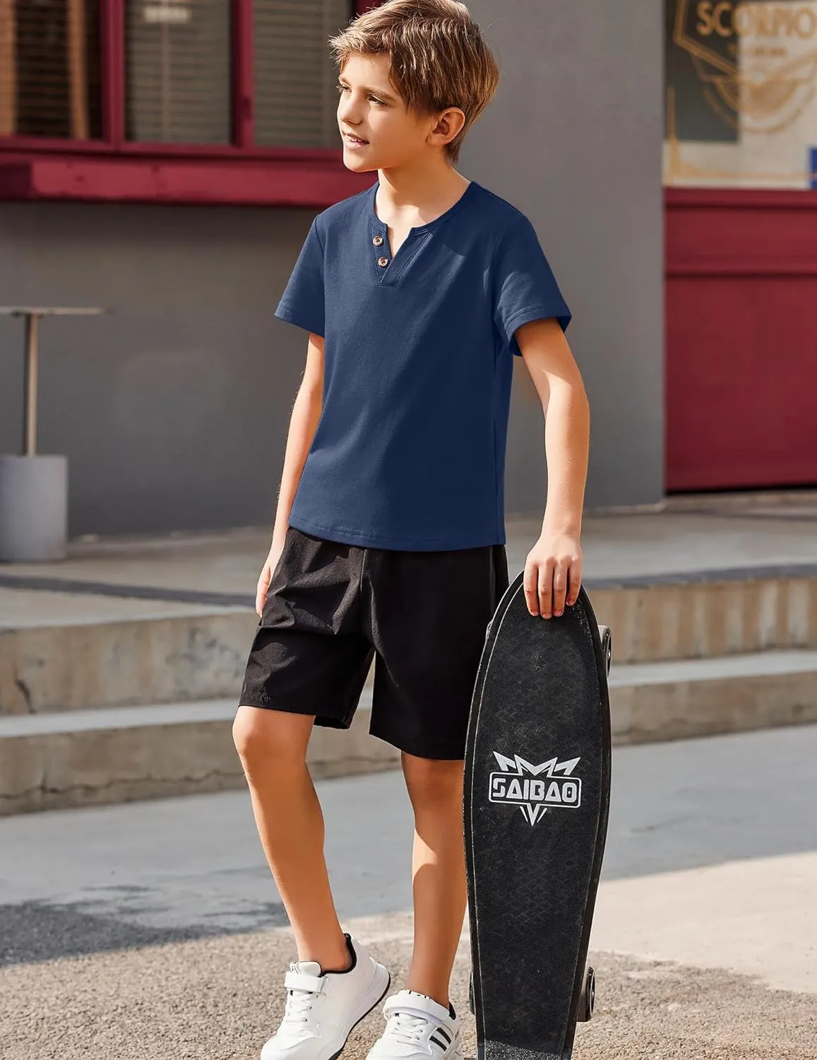 Arshiner Boy's Henley Shirt Soft Style T-Shirt with Multi Color