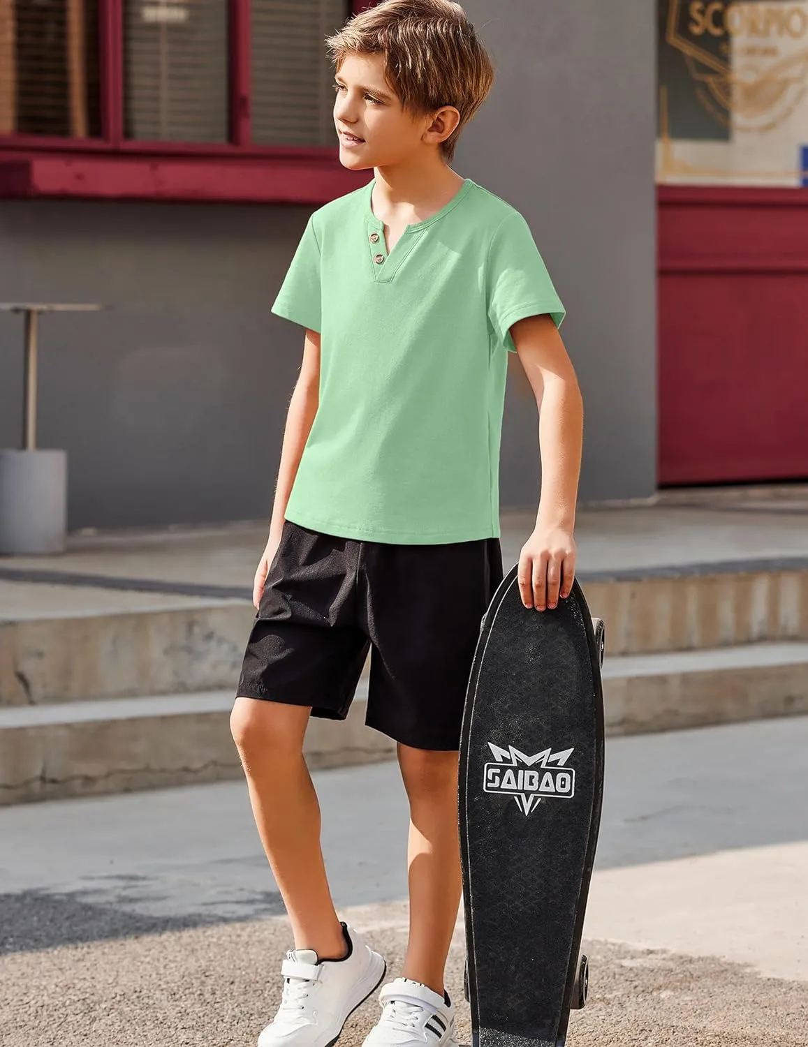 Arshiner Boy's Henley Shirt Soft Style T-Shirt with Multi Color