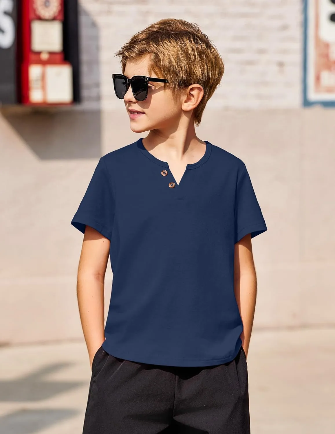 Arshiner Boy's Henley Shirt Soft Style T-Shirt with Multi Color