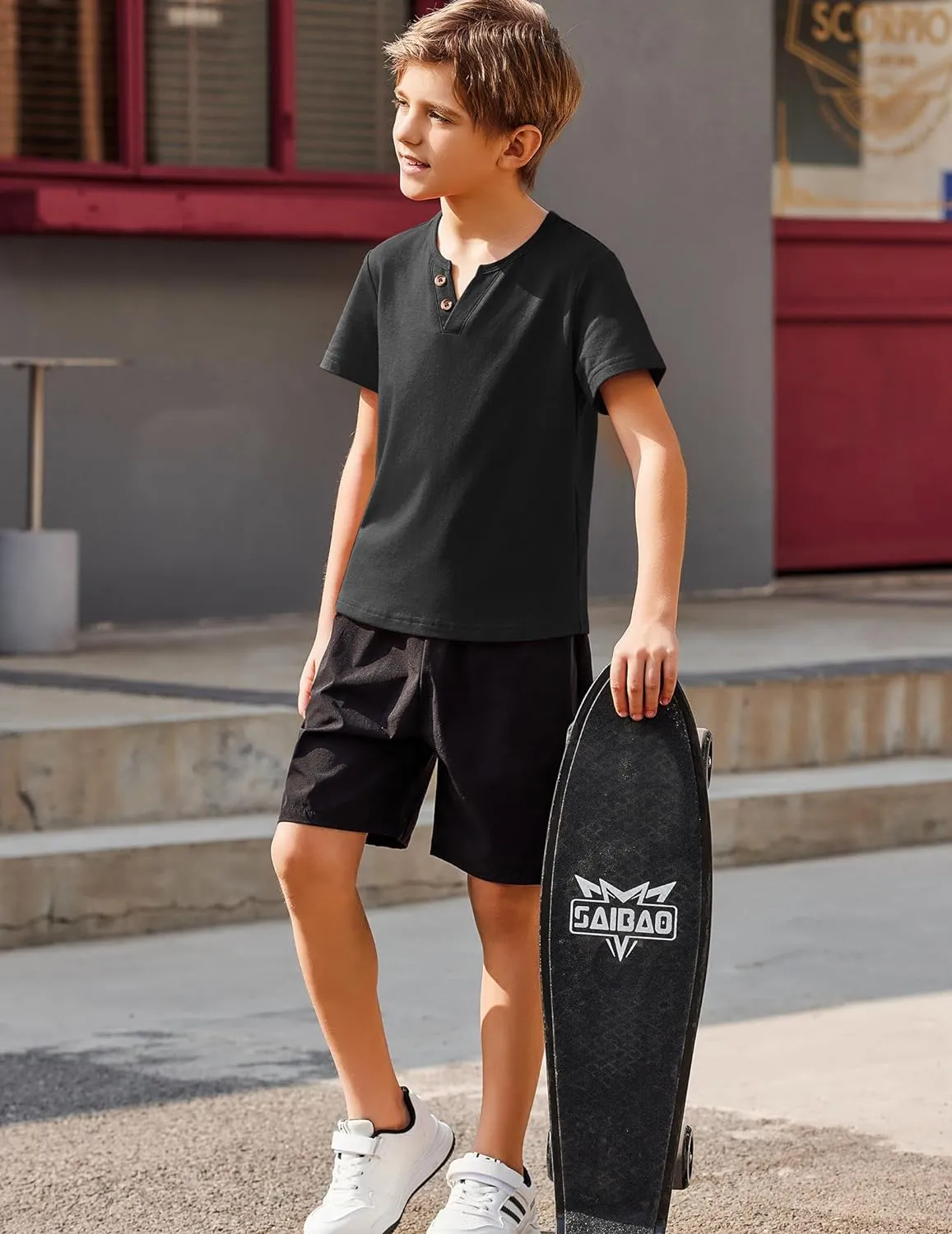 Arshiner Boy's Henley Shirt Soft Style T-Shirt with Multi Color