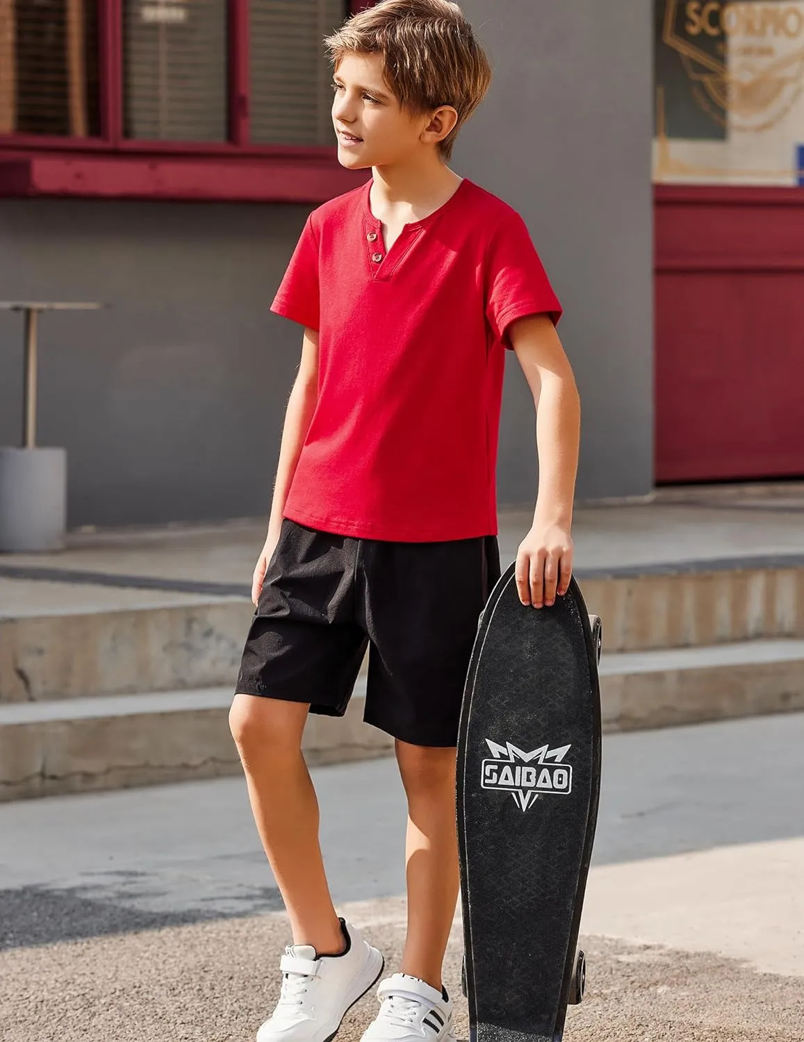 Arshiner Boy's Henley Shirt Soft Style T-Shirt with Multi Color