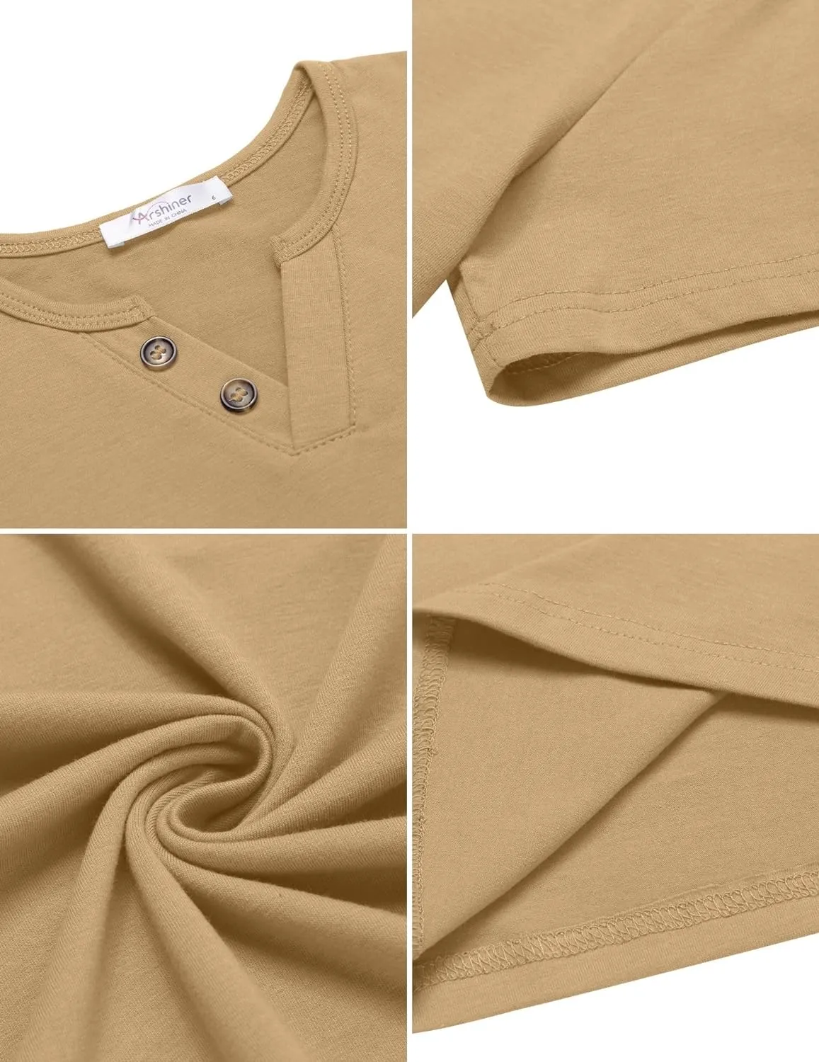 Arshiner Boy's Henley Shirt Soft Style T-Shirt with Multi Color