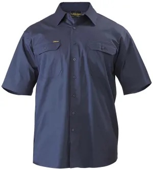 Bisley Cool Lightweight Drill Shirt - Short Sleeve - Navy (BS1893)