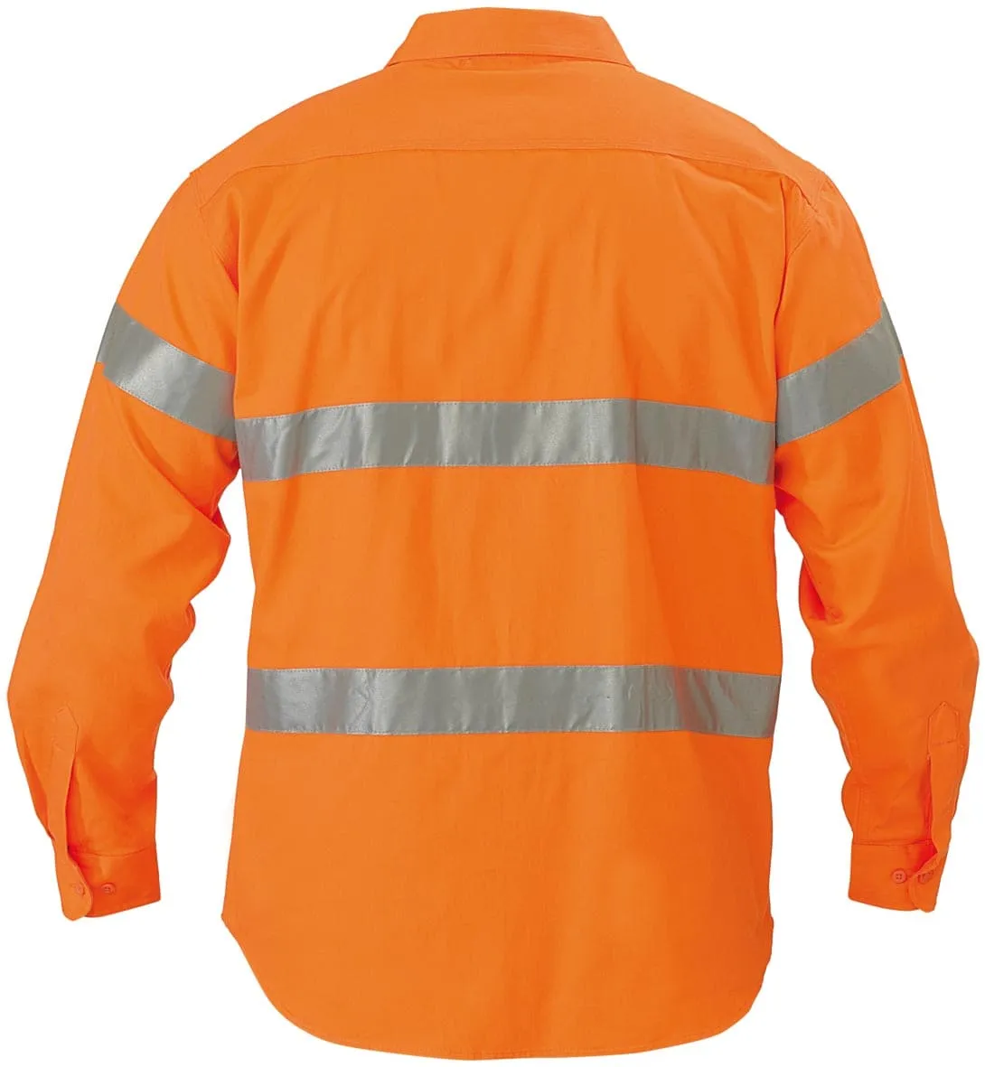Bisley Hi Vis Drill Long Sleeve Shirt 3M Reflective Tape - Orange (BT6482)