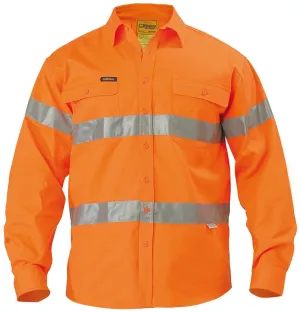 Bisley Hi Vis Drill Long Sleeve Shirt 3M Reflective Tape - Orange (BT6482)