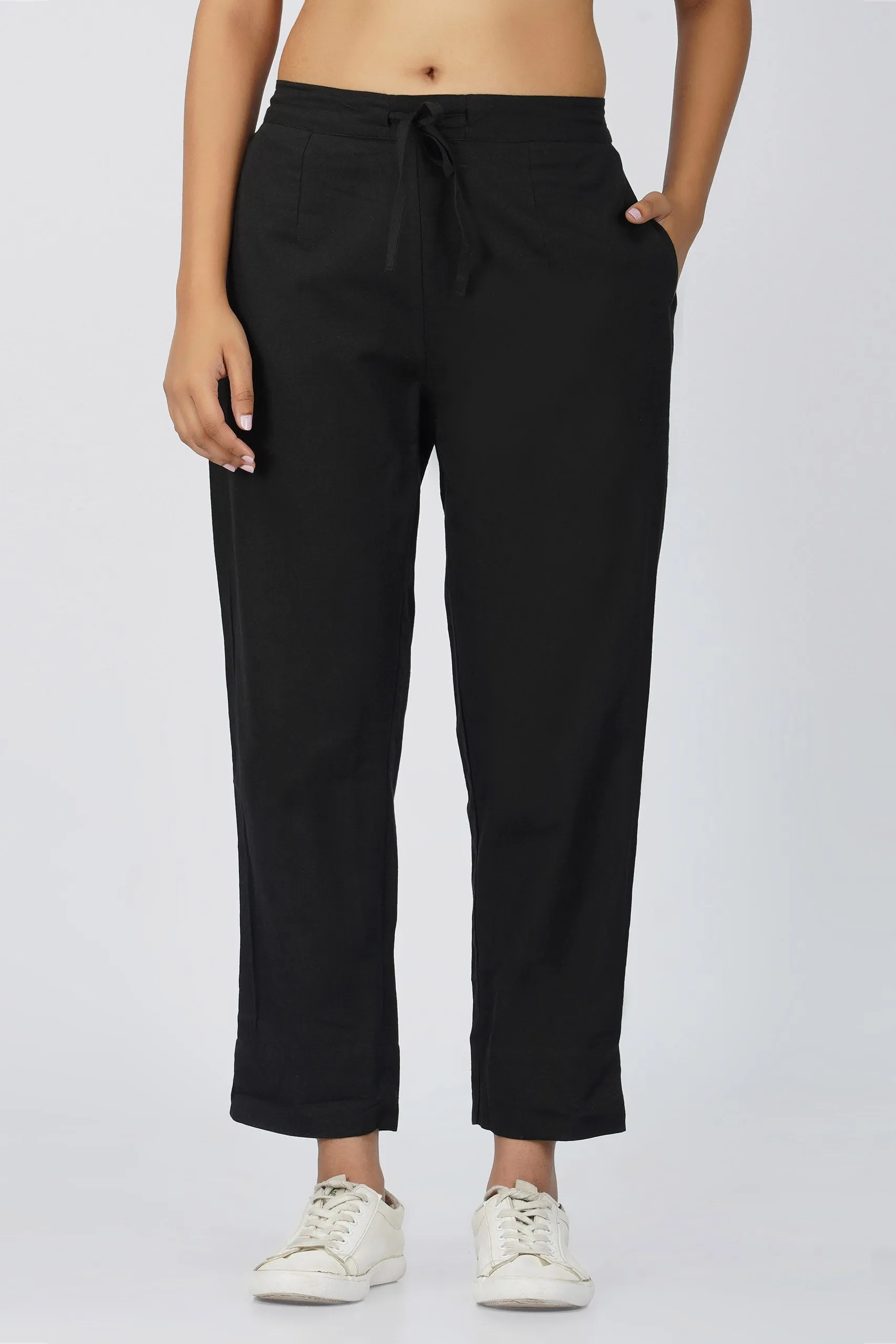 Black Airy-Cotton Trouser