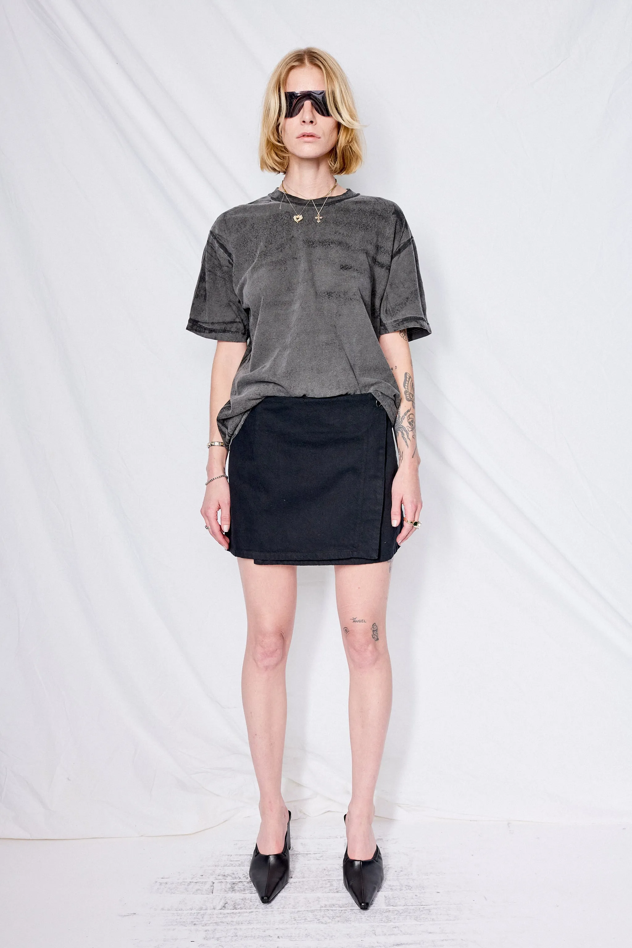 Black Denim Mini Skirt