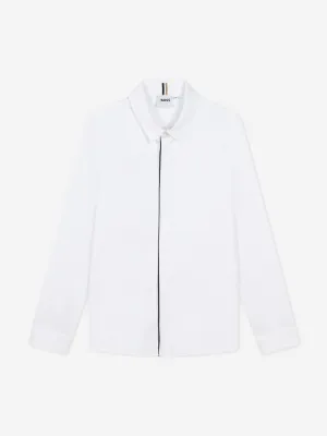 BOSS Boys Checked Shirt in White
