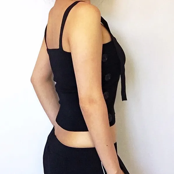 BUCKLE STRAP KNIT STRETCHY VEST TOP