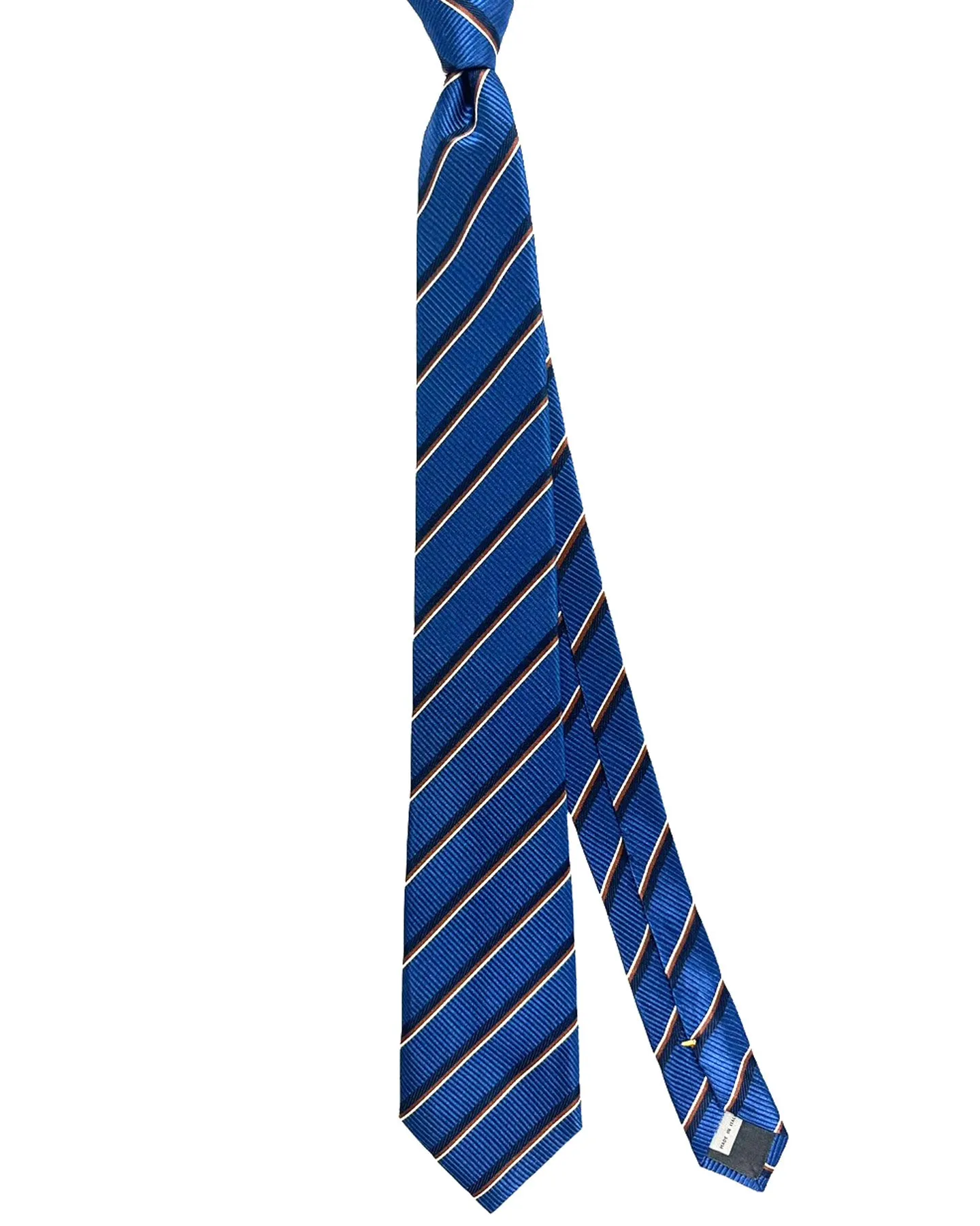 Canali Silk Tie Navy Brown Stripes Pattern