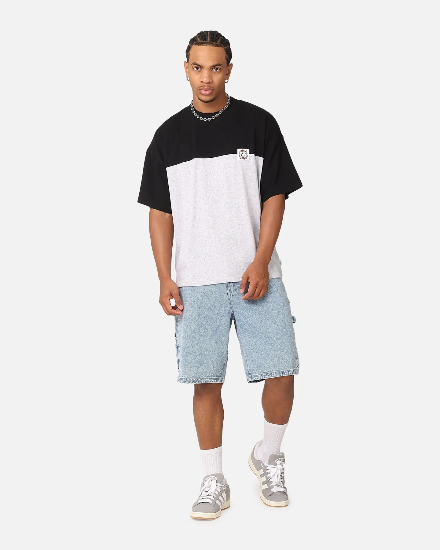 Carre Floral Oversized T-Shirt Black/Grey Marl