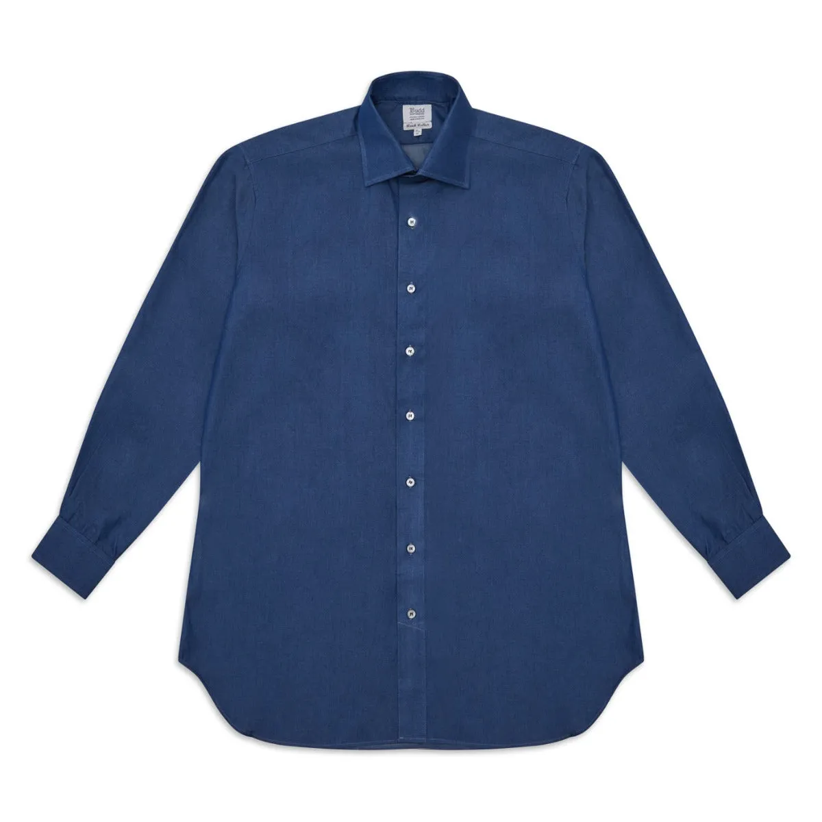 Classic Fit Plain Denim Button Cuff Shirt in Dark Blue