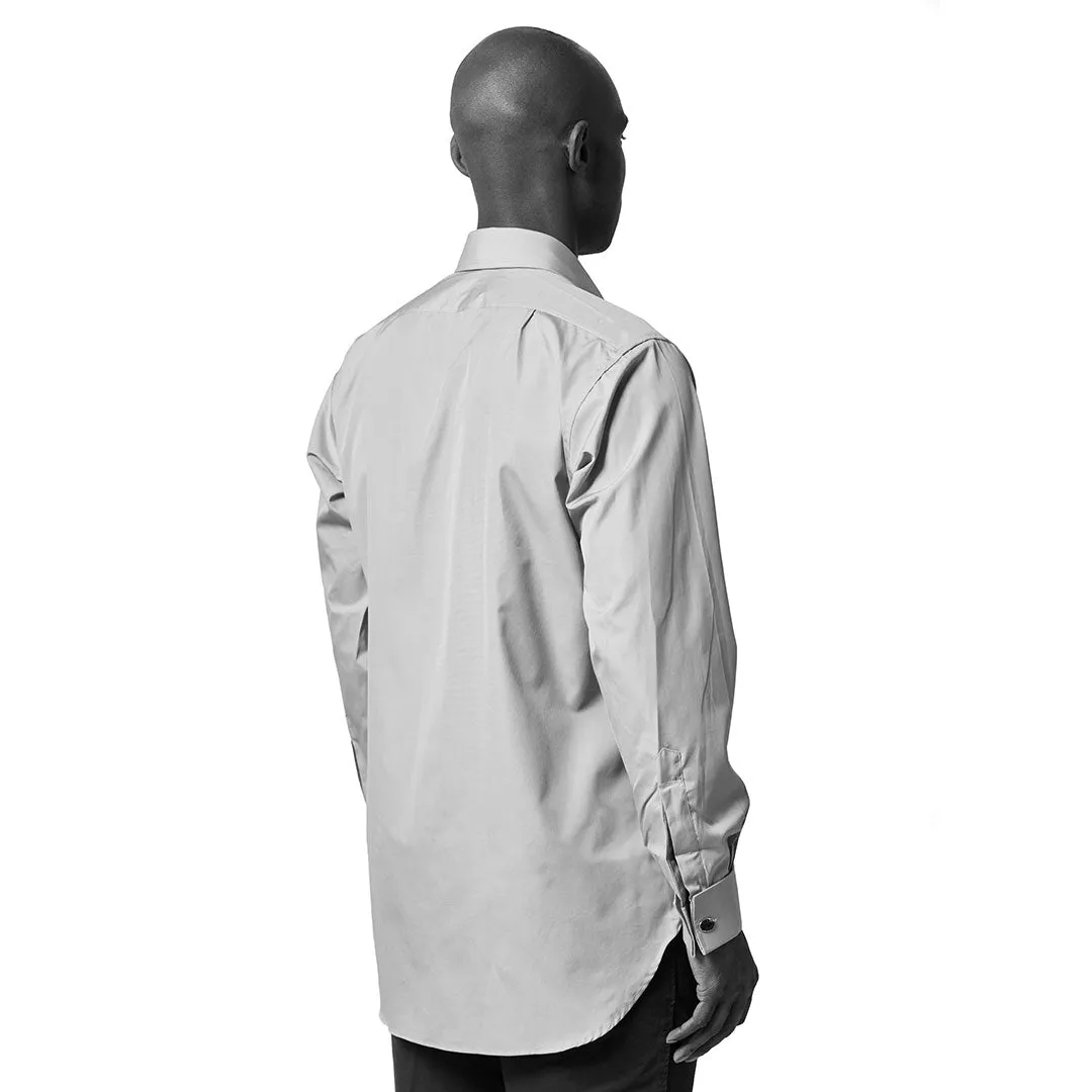 Classic Fit Plain Sea Island Cotton Double Cuff Shirt in Cream