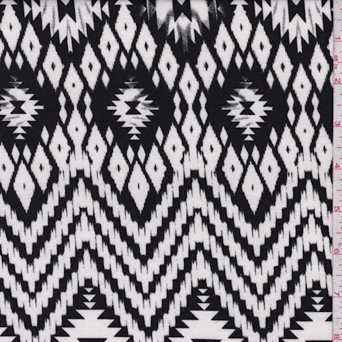 Coal/White Southwest Print Jersey Knit Fabric