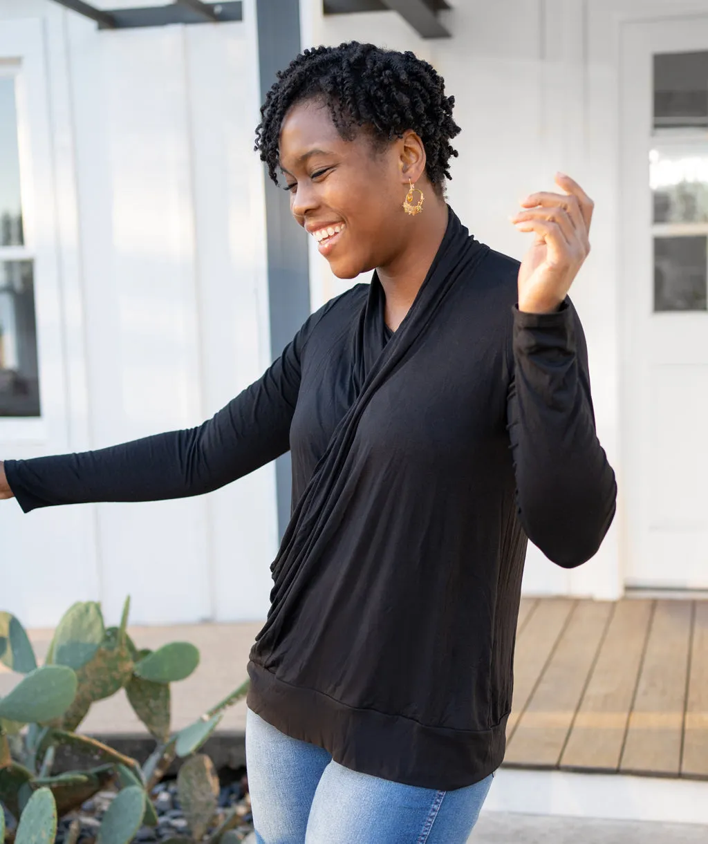 COMFORT cowl top in Black