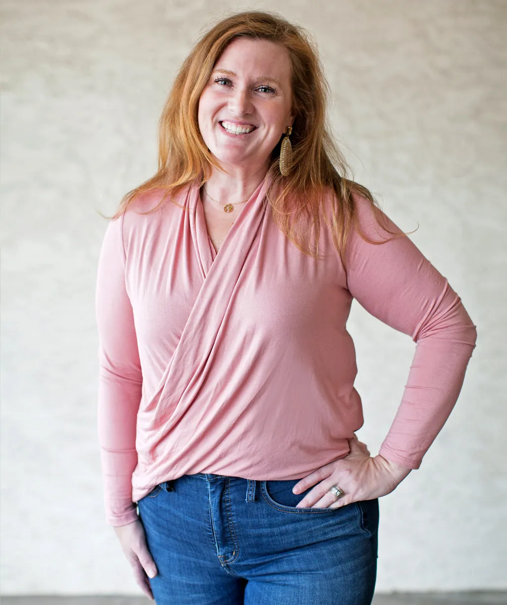 COMFORT cowl top in Rose Petal