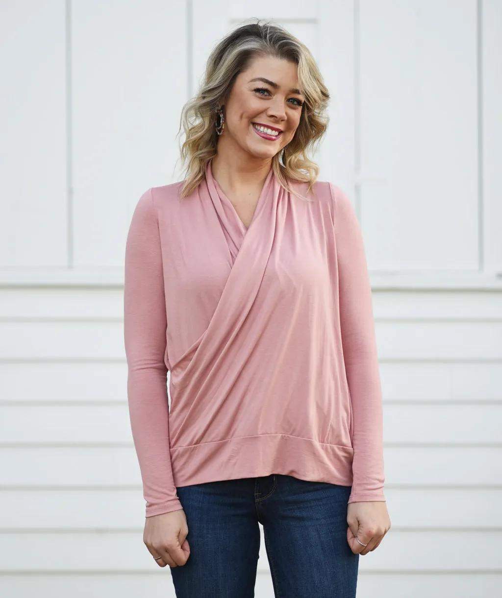 COMFORT cowl top in Rose Petal