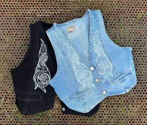 CROPPED DENIM VEST (BLACK OR DENIM)