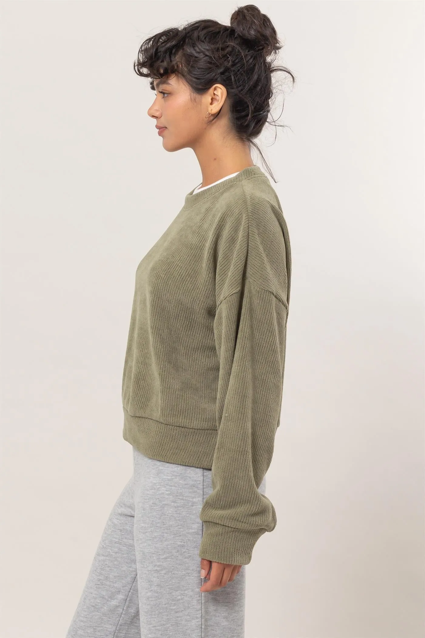 DZ24E498-Crew Neck Soft Sweatshirt