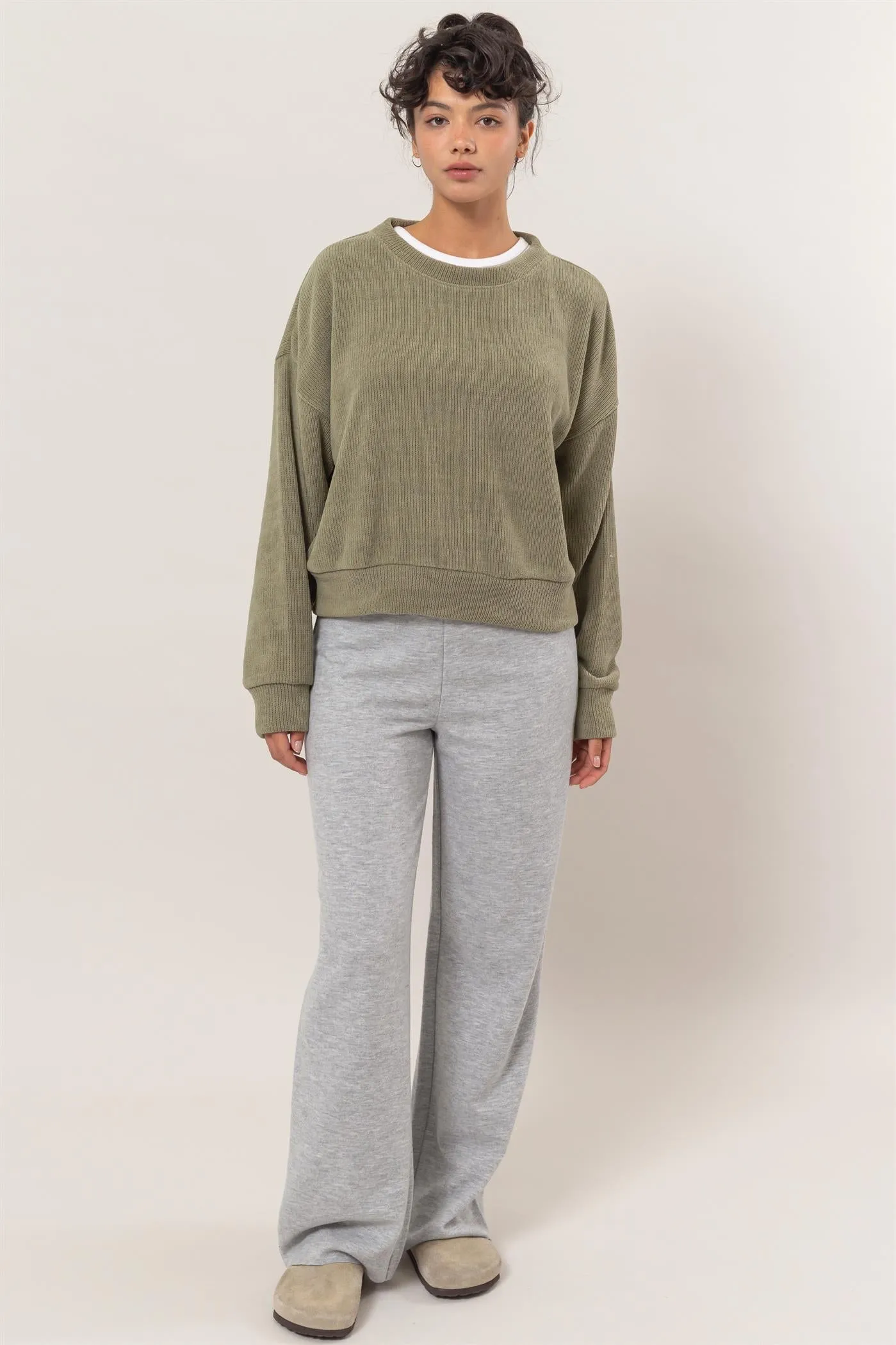 DZ24E498-Crew Neck Soft Sweatshirt