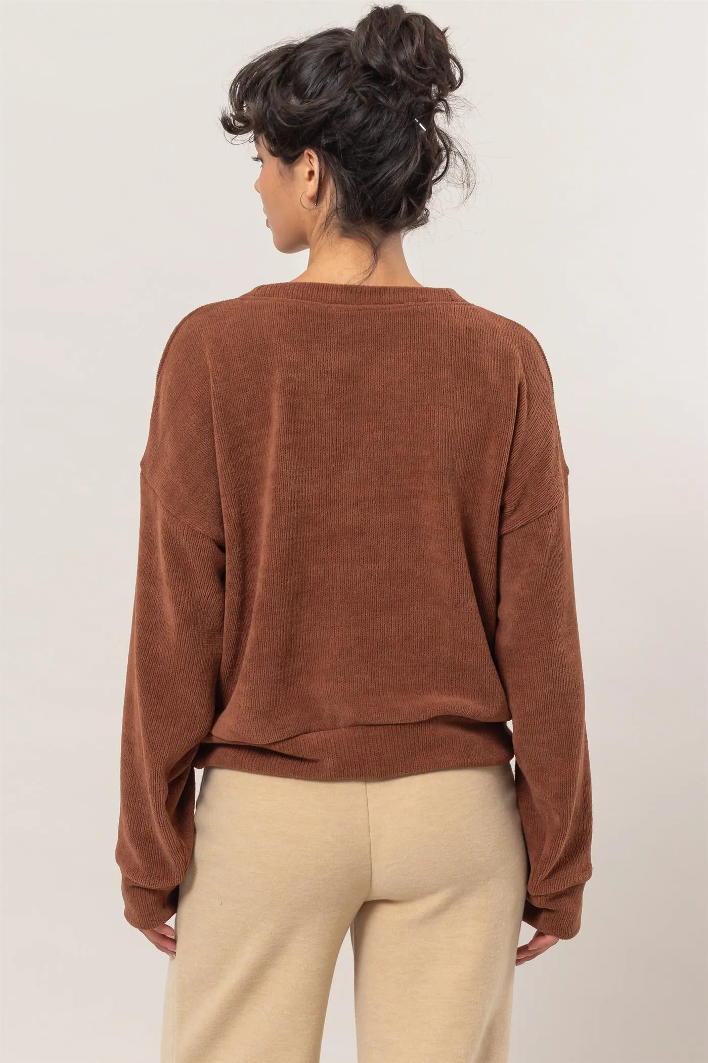 DZ24E498-Crew Neck Soft Sweatshirt
