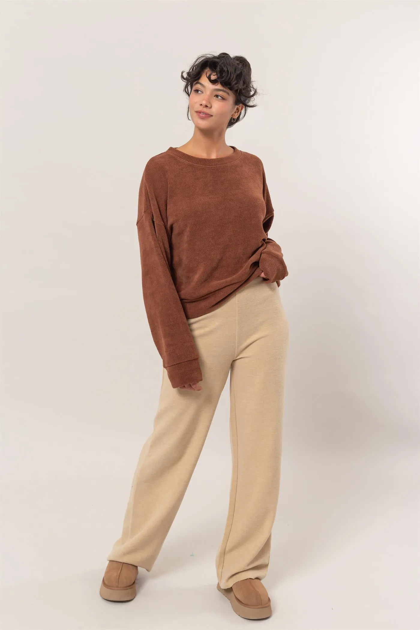 DZ24E498-Crew Neck Soft Sweatshirt