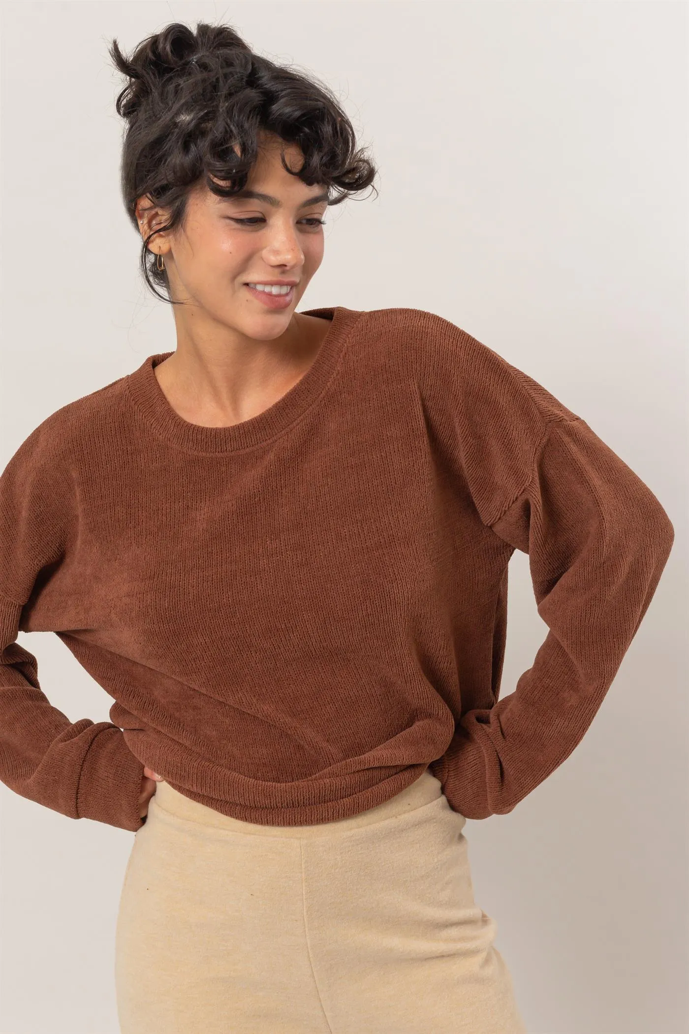 DZ24E498-Crew Neck Soft Sweatshirt