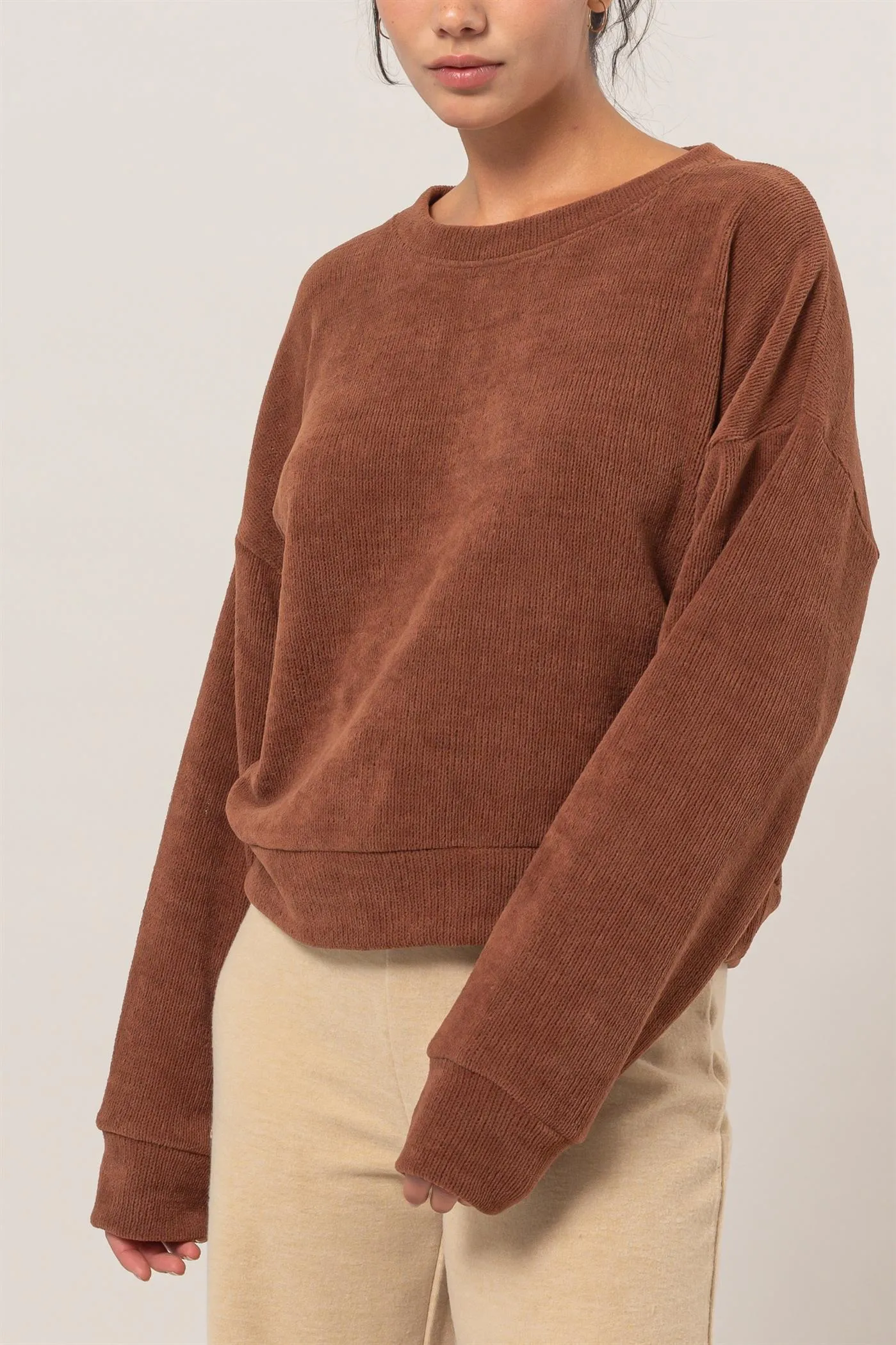 DZ24E498-Crew Neck Soft Sweatshirt