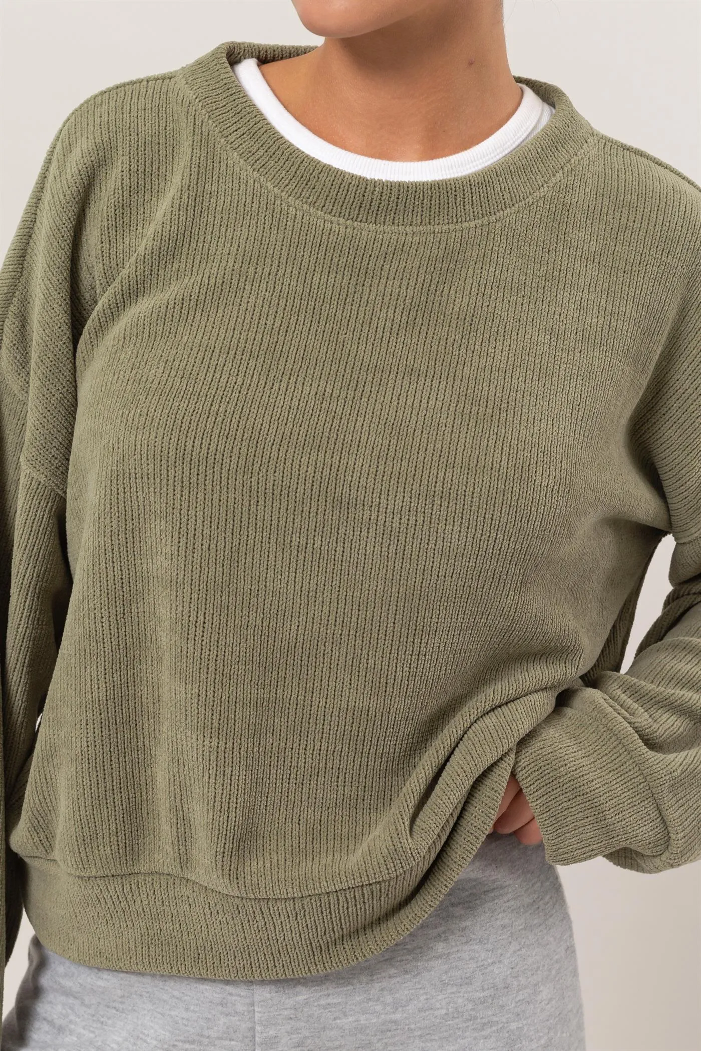 DZ24E498-Crew Neck Soft Sweatshirt