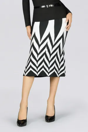Elegant Black and White Print Midi Skirt