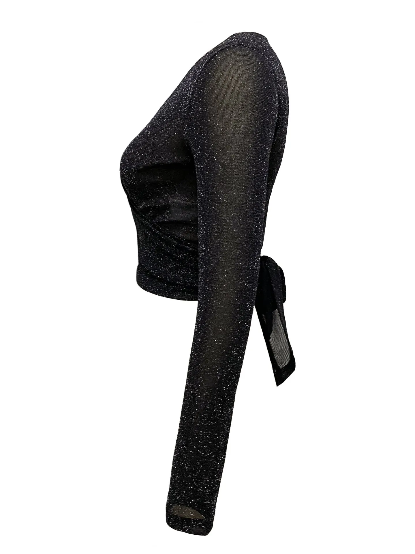Elegant Black Tulle Butterfly Ties Blouse