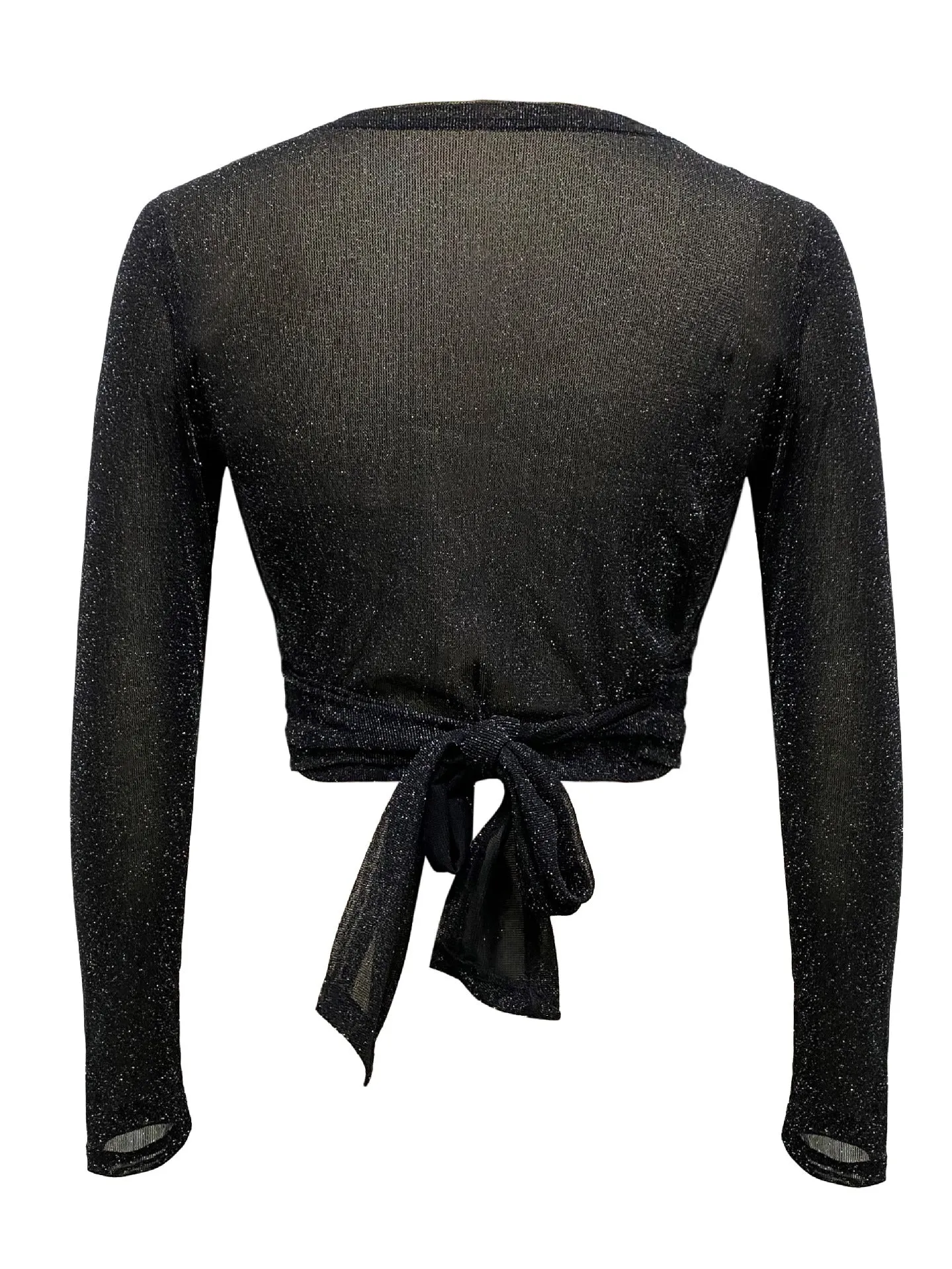 Elegant Black Tulle Butterfly Ties Blouse