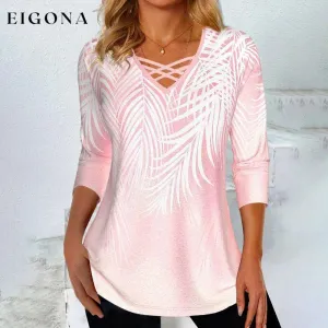 Elegant Leaf Print Blouse