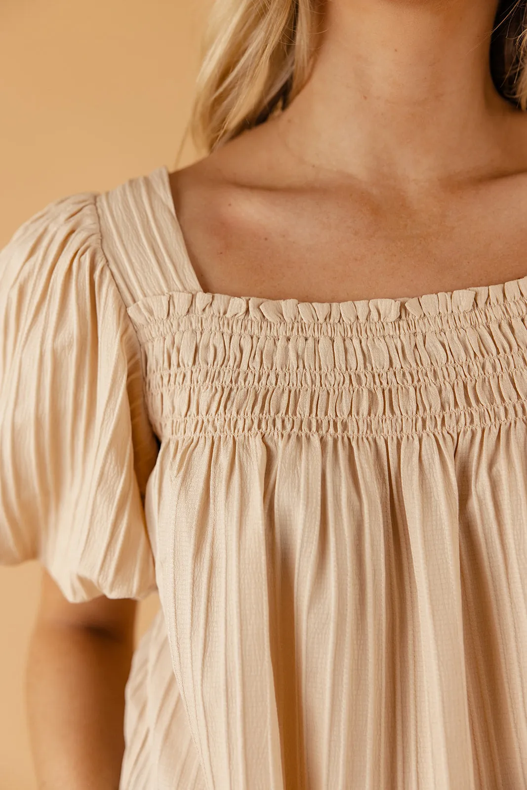 Elle Textured Square Neck Blouse
