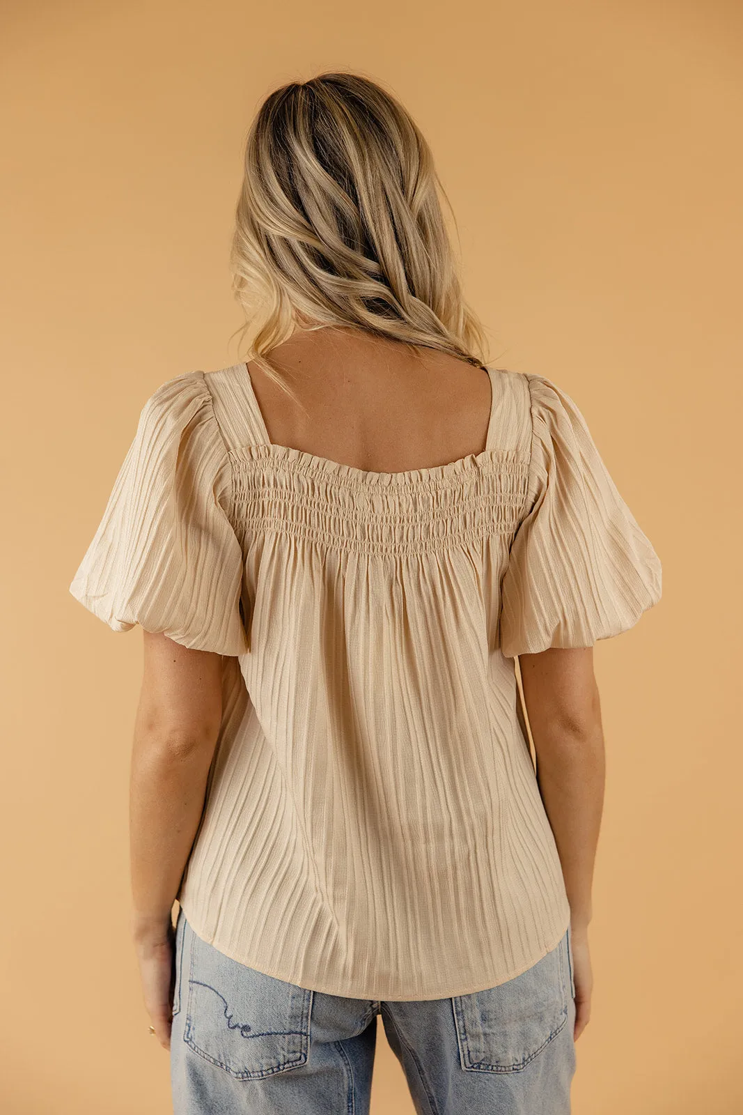 Elle Textured Square Neck Blouse