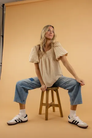 Elle Textured Square Neck Blouse
