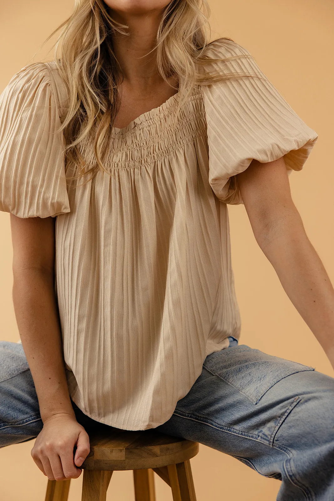 Elle Textured Square Neck Blouse
