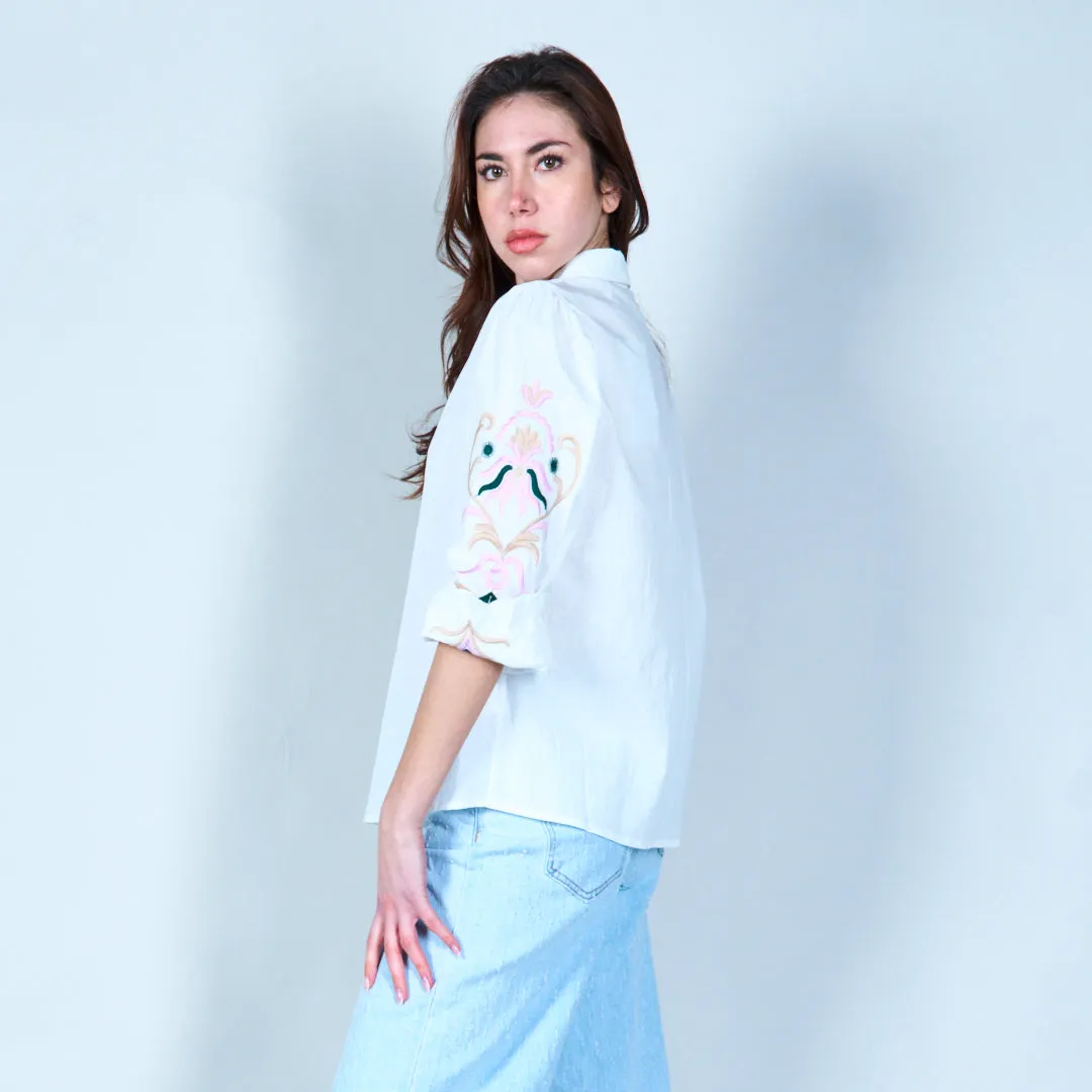 Embroidered button-down shirt wholesale