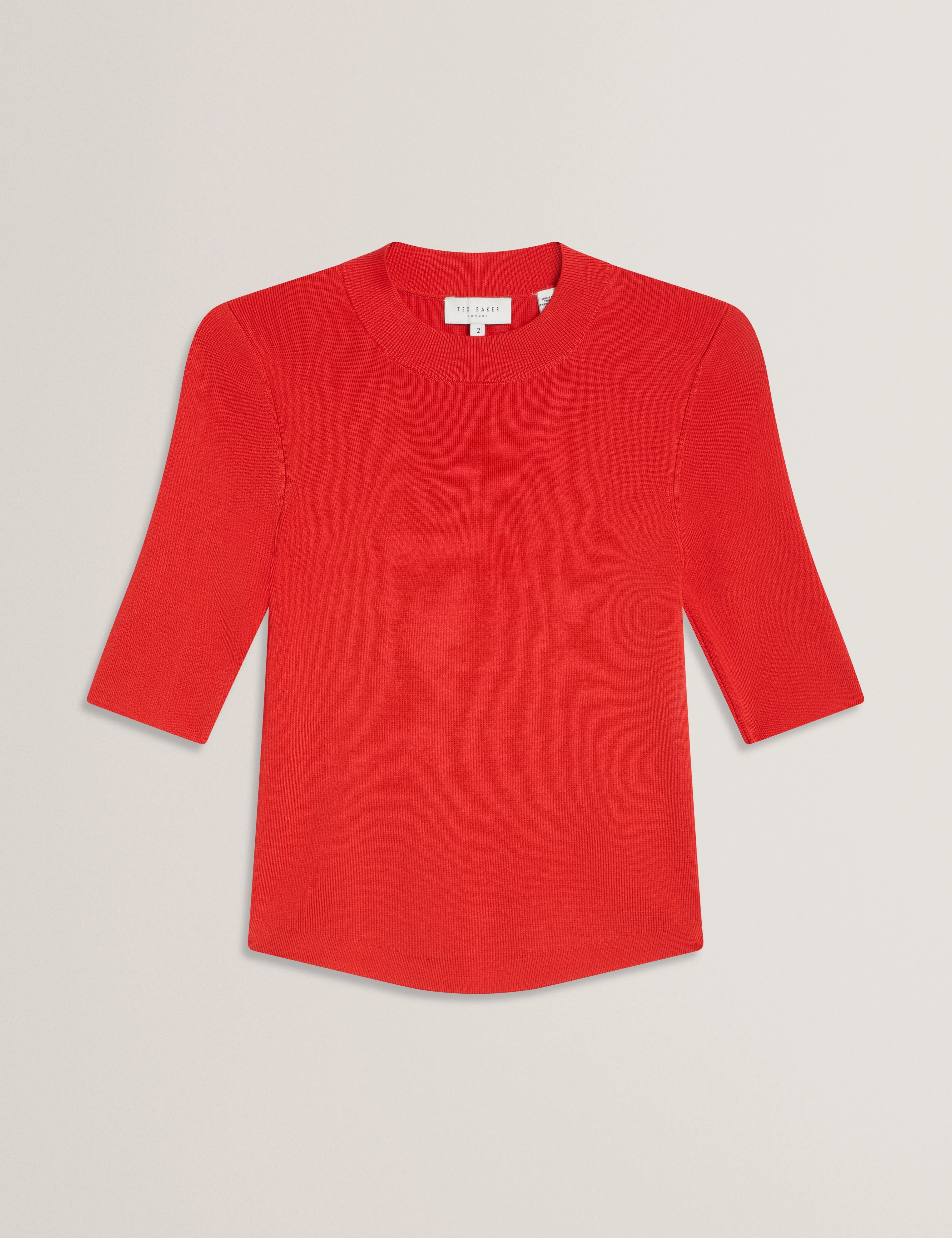 Felixia Knitted Half Sleeve Tee Red