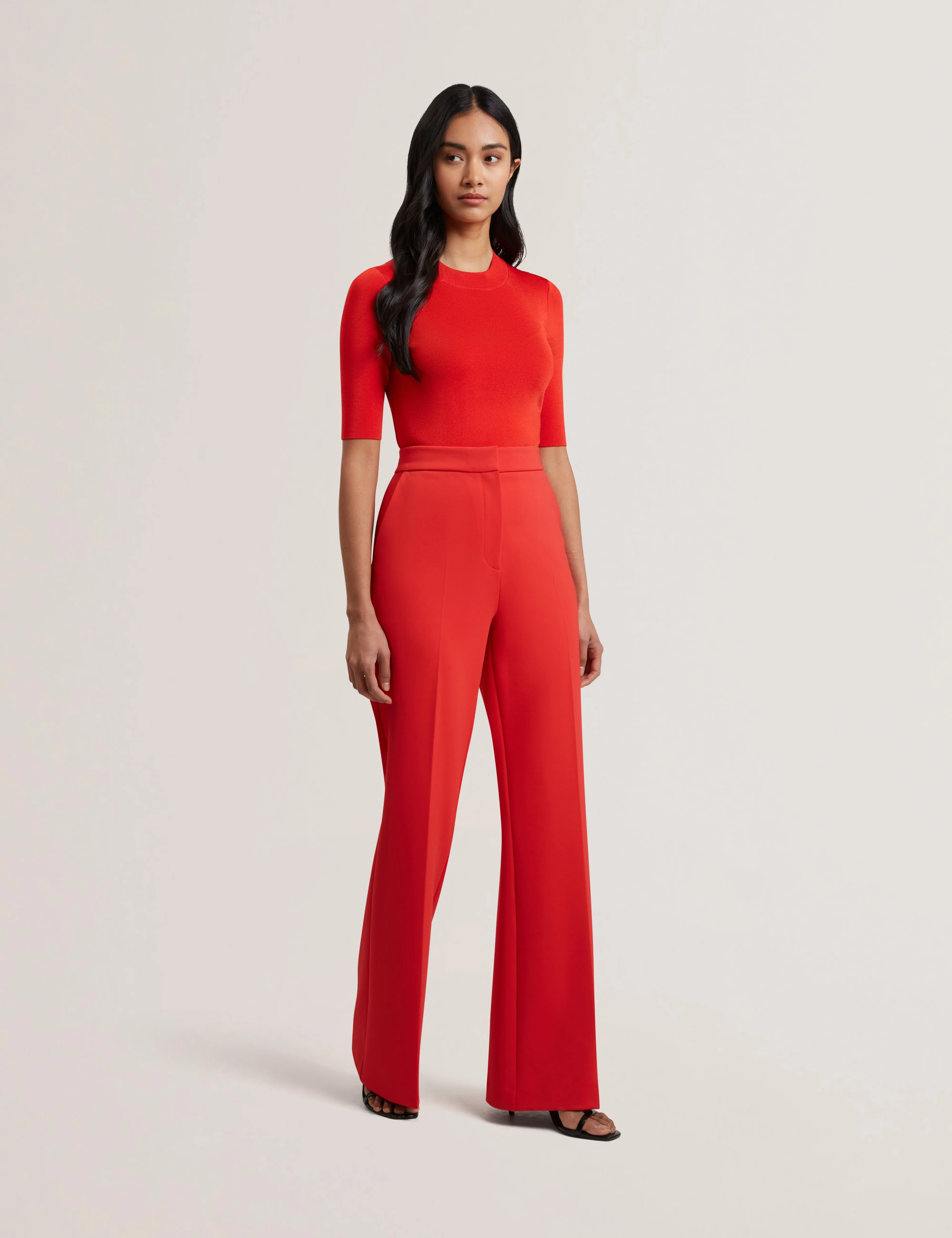 Felixia Knitted Half Sleeve Tee Red