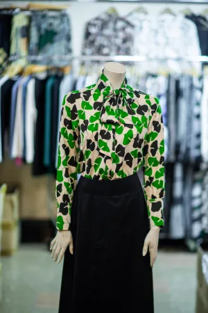 Floral Green Button Up Top